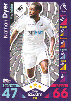 Nathan Dyer Swansea City 2016/17 Topps Match Attax Extra  #U55